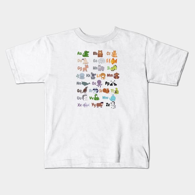 ABC: Animal Alphabet Kids T-Shirt by Belcordi